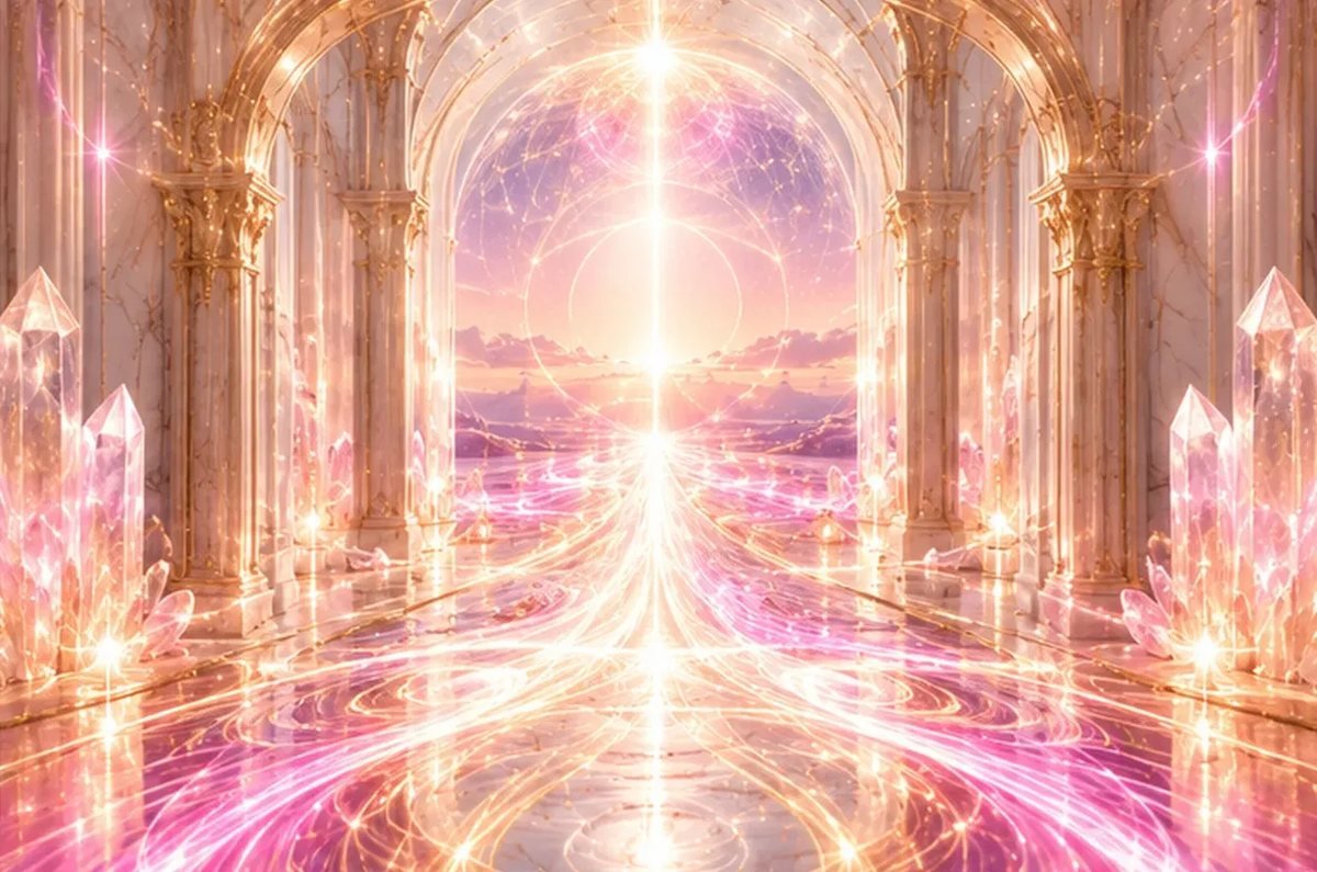 Soul Channelling Experience: crystal temple filled with pink light